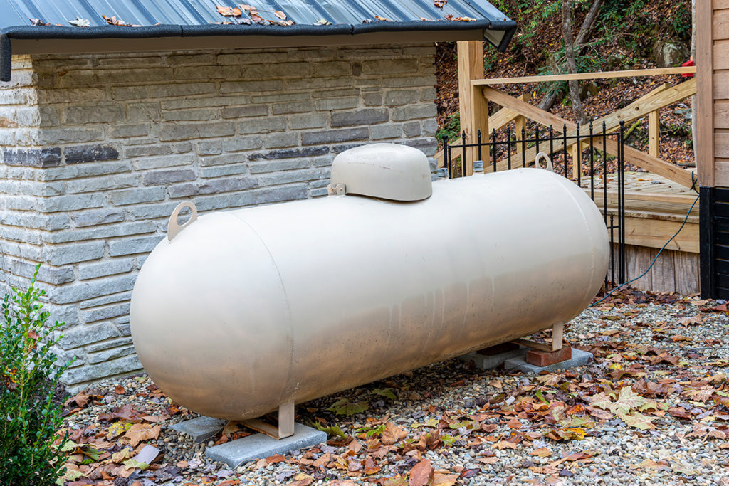 propane tank in yard